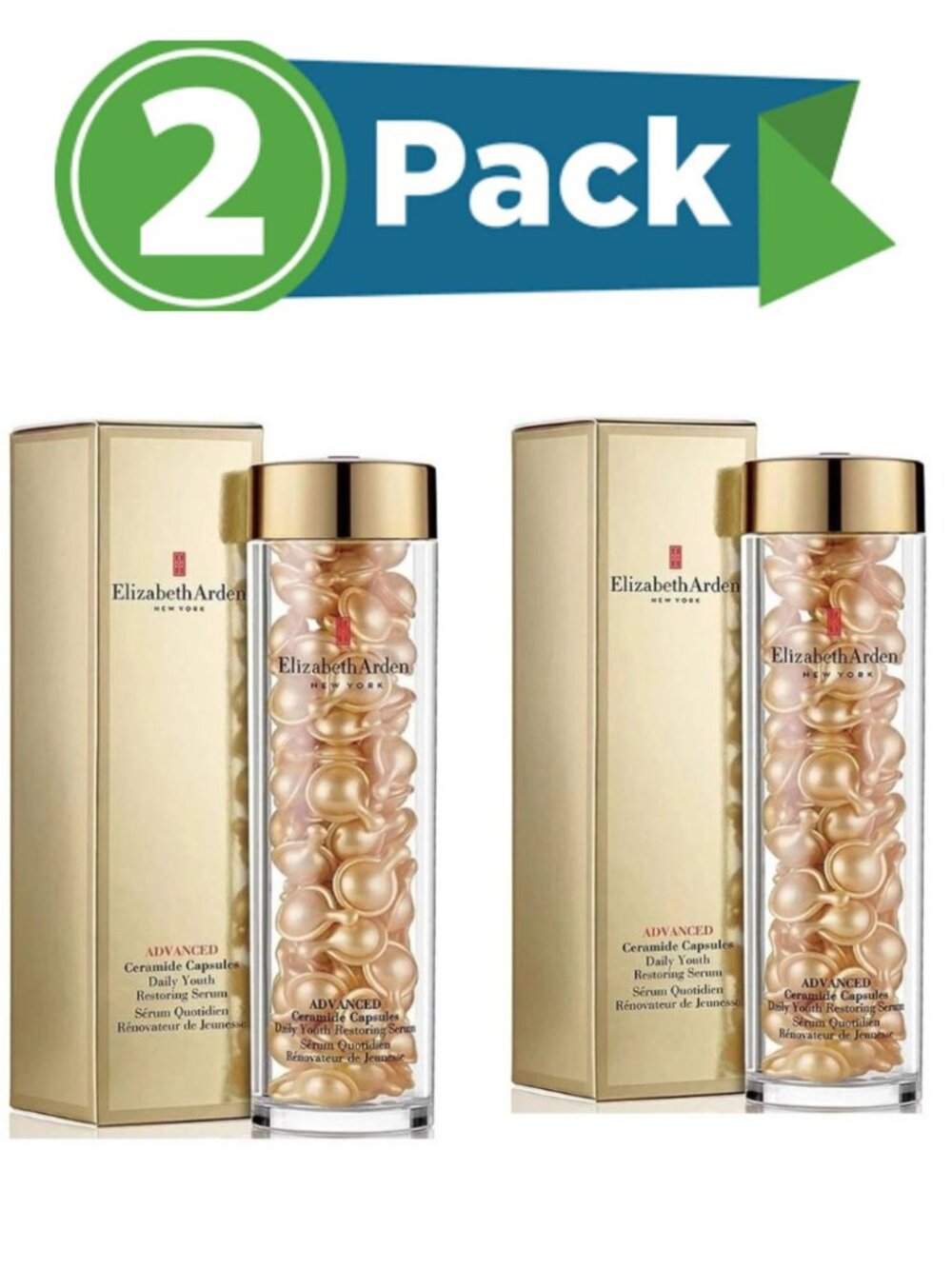 Elizabeth Arden Ceramide Daily Youth Restoring Serum 90 Capsules NIB (pack of 2)